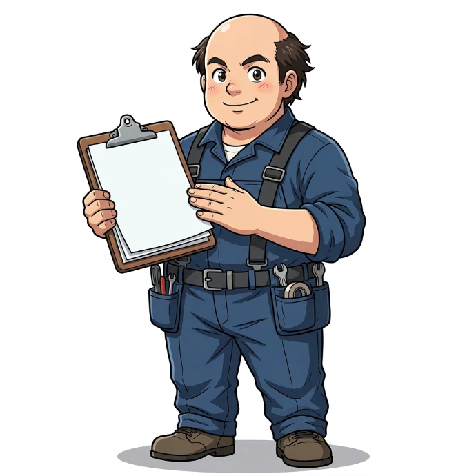 AI Generated Técnico mostrando y palmeando documentos (anatomía corregida a 2 brazos)